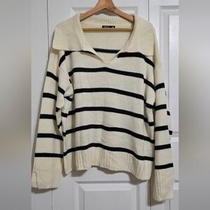 Striped Black and Cream Women's Sweater